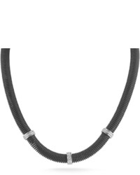 Alor Noir Coiled Cable Necklace W 3 Diamond Stations