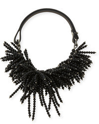 Brunello Cucinelli Riverstone Beaded String Cluster Choker Necklace Black