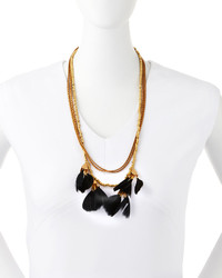 Serefina Dancing Feathers Statet Necklace Black