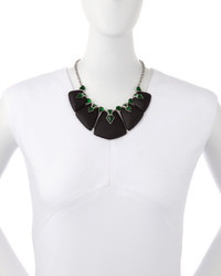Alexis Bittar Statet Necklace W Emerald Rhinestones Black