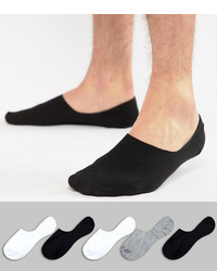ASOS DESIGN Asos Invisible Socks In Monochrome 5 Pack