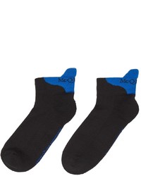 Alexander McQueen Black Blue Signature Short Socks