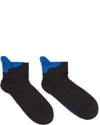 Alexander McQueen Black Blue Signature Short Socks