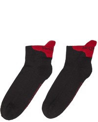 Alexander McQueen Black Red Signature Short Socks