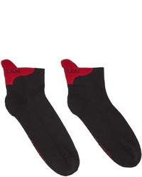 Alexander McQueen Black Red Signature Short Socks