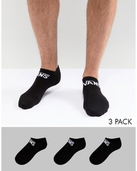Vans Classic 3 Pack Trainer Socks In Black Vxsxblk