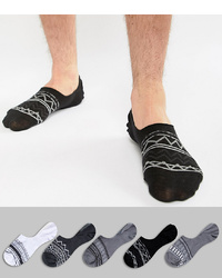 ASOS DESIGN Invisible Liner Socks In Monochrome Aztec 5 Pack
