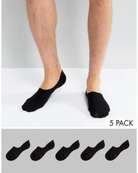 Asos Invisible Socks In Black 5 Pack