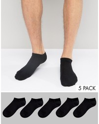 Jack & Jones invisible socks 5 pack in black