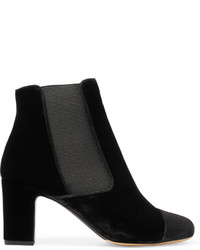 Tabitha Simmons Micki Nubuck Paneled Velvet Ankle Boots Black