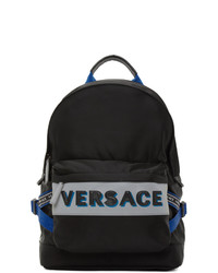 Versace Black And Blue Nylon Backpack