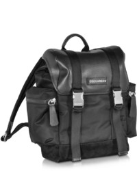 DSQUARED2 Black Nylon And Leather Backpack