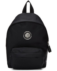 Versus Black Small Nylon Lion Medallion Backpack