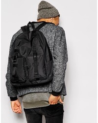 Asos Brand Clip Backpack In Black Nylon