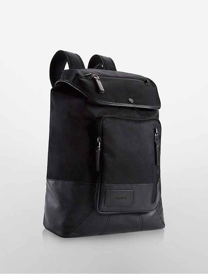 Calvin Klein Tech Nylon Flap Backpack, $198 | Calvin Klein | Lookastic