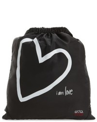 Peace Love World Drawstring Nylon Backpack