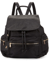 Neiman Marcus Elizabeth Mixed Media Nylon Backpack Black