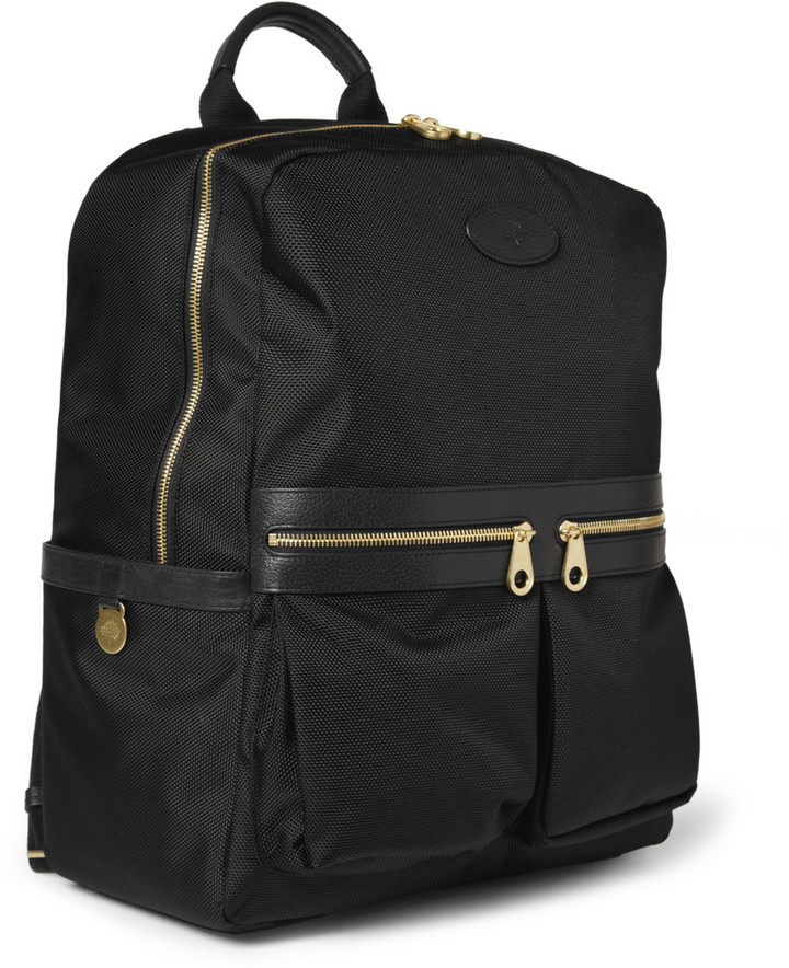 Leather and shop nylon backpack