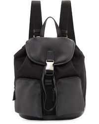 Prada Leather Backpack With Nylon Trim Black