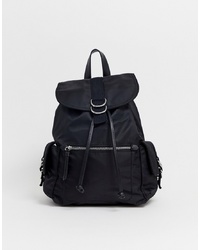 Pull&Bear Nylon Backpack In Black