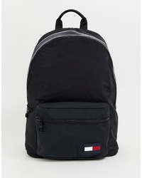 Tommy Hilfiger Nylon Backpack With Grey Detail And Icon Flag Logo In Black