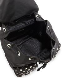 Prada Tessuto Grommet Backpack Black