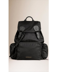 burberry men's black nylon backpack