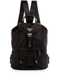 Prada Vela Medium Backpack Black