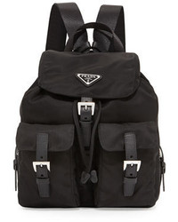 Prada Vela Small Two Pocket Backpack Black