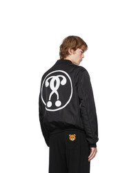 Moschino Black Double Question Mark Bomber Jacket