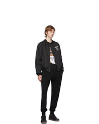 Moschino Black Double Question Mark Bomber Jacket