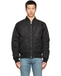 Schott Black Nylon Bomber Jacket