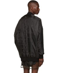 Rick Owens Black Nylon Polyester Bomber Jacket