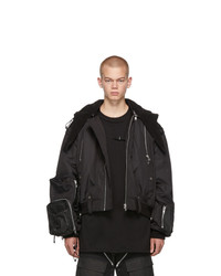 Blackmerle Ssense Black Hooded Bomber Jacket