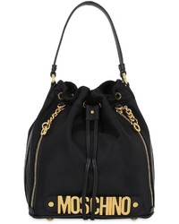 Moschino Medium Logo Lettering Nylon Bucket Bag