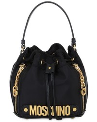 Moschino Mini Logo Lettering Nylon Bucket Bag