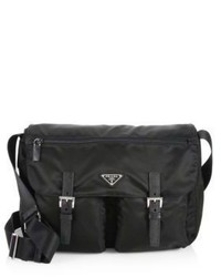 Prada Nylon Saffiano Leather Messenger Bag