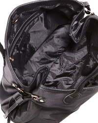 Neiman Marcus Montana Nylon Drawstring Tote Bag Black