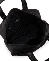 Prada Small Double Handle Nylon Tote Bag Black