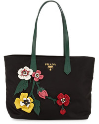 Prada Tessuto Medium Flowers Shopping Tote Bag