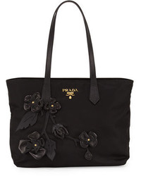 Prada Tessuto Medium Flowers Shopping Tote Bag