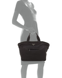 Prada Vela Nylon Tote Bag With Strap Black