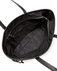 Prada Vela Side Cinch Shopping Tote Bag Black