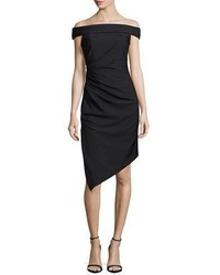 Milly Ally Off The Shoulder Asymmetric Cocktail Dress Black