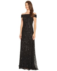 Adrianna Papell Off The Shoulder Crunchy Bead Gown Dress
