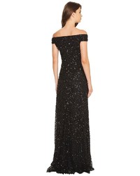 Adrianna Papell Off The Shoulder Crunchy Bead Gown Dress