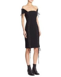 Moschino Off The Shoulder Lace Up Dress
