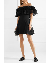House of Holland Off The Shoulder Ruffled Broderie Anglaise Mini Dress
