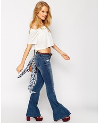 Asos Collection Festival Crop Top With Off Shoulder Gypsy Frill