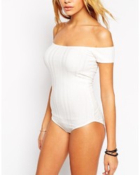 Asos Collection Off Shoulder Body In Variegated Rib